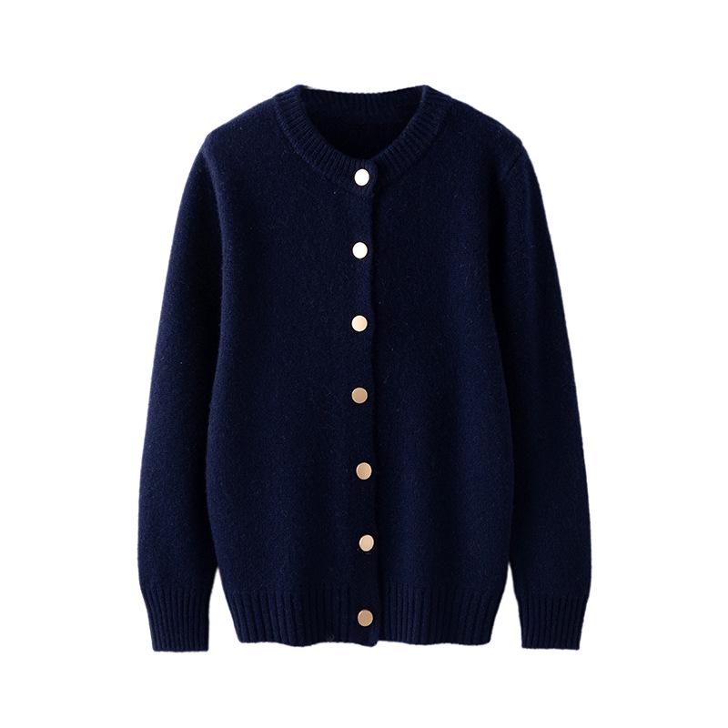 New Unisex Children's Thick Wool Cardigan - Solid Color, Comfortable Flat Knit Sweater for Autumn & Winter