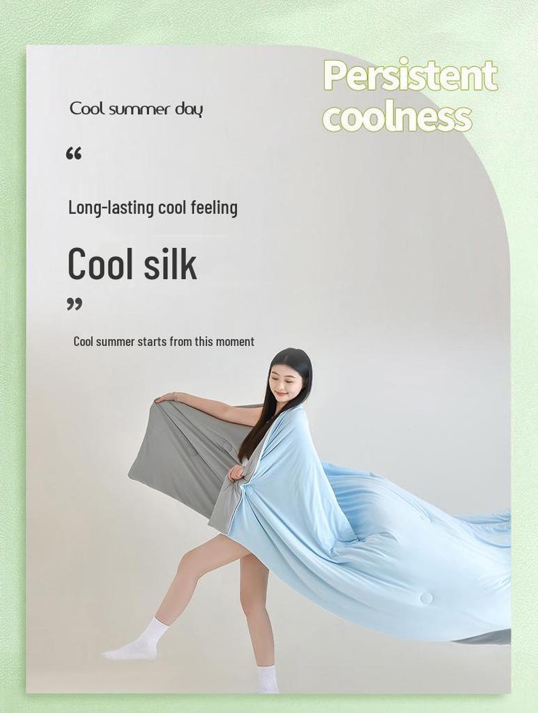 Cool Silk Pure Color Summer Quilt - Lightweight, Machine Washable, Thin Blanket for Air Conditioning