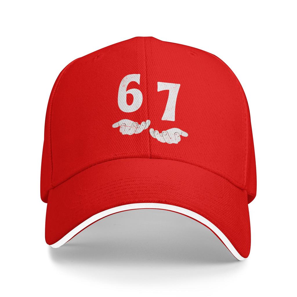 Funny 67 Meme With Hand Baseball Cap  Women Men Custom DIY Trucker Hat Summer Y2k Cute Running Hippie Sunscreen Baseball Caps