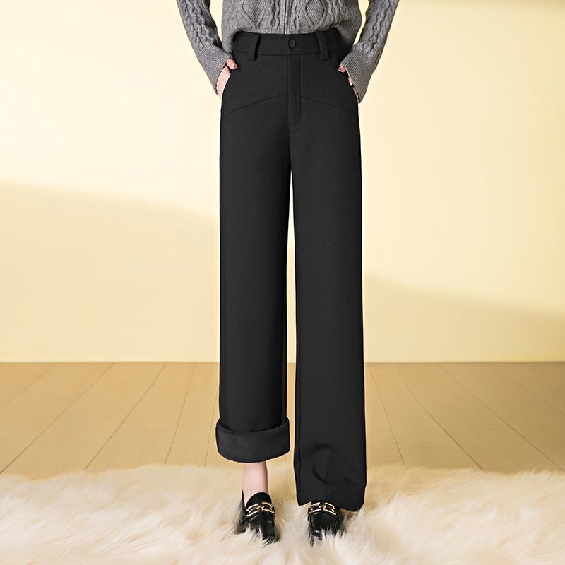 

Women s High-Waisted Velvet Acetate Straight-Leg Pants - Slim-Fit, Versatile Wide-Leg Winter Trousers for 2026 29 (115-125 jin) чорний