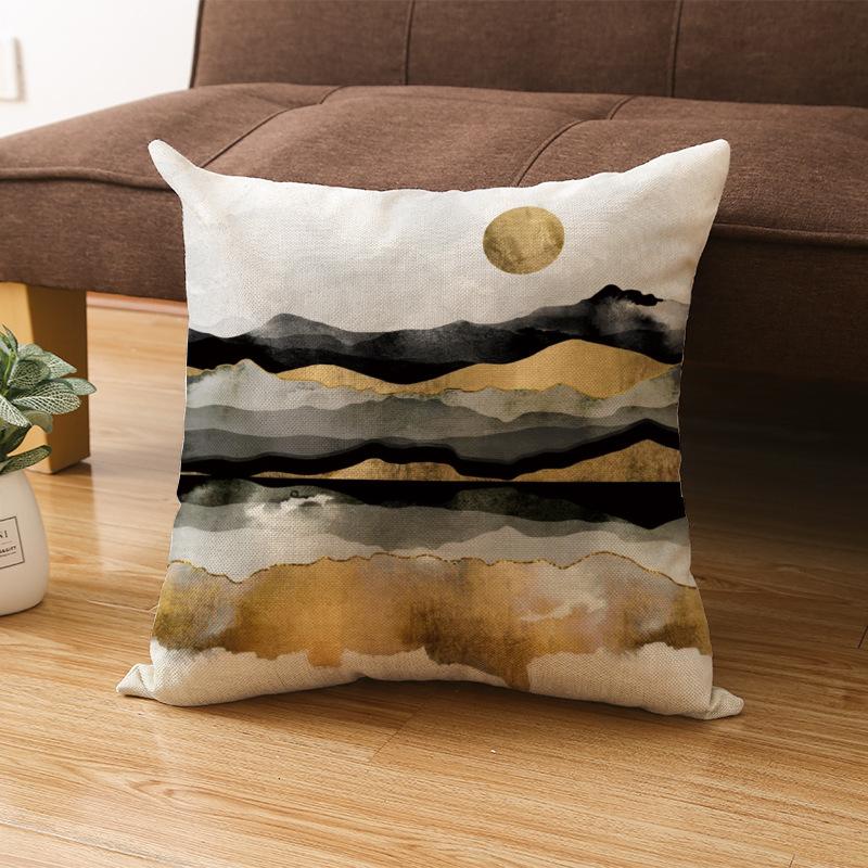 Home Decoration Supplies Landscape Painting Polyester Pillow Cover Home Geometric Abstract Sofa Cushion Cover