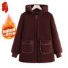 Middle-aged Women's Faux Lamb Wool Lined Hooded Winter Jacket