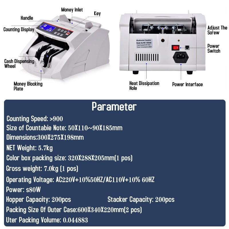 Sedelräknare LCD UV Falskmyntsavläsare Multivaluta Kassaregister Sedelräknare Maskin