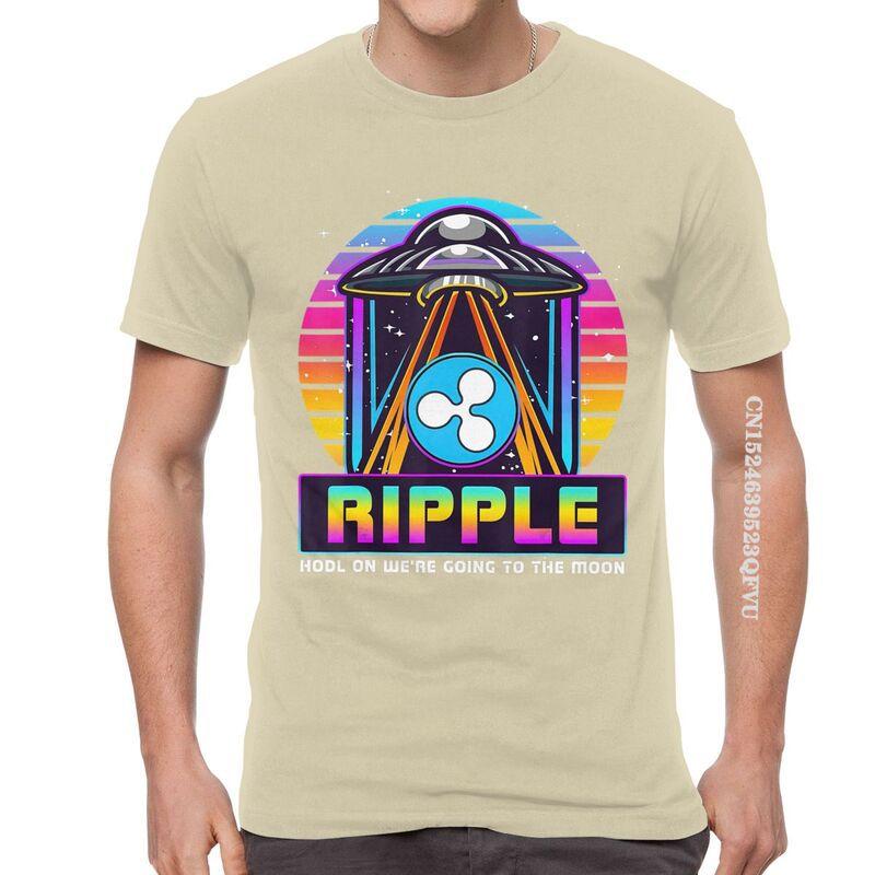 Mens Ripple XRP HODL On We Are Going To The Moon T Shirts Vaporwave Bitcoin Tshirt Hip Hop T Shirt Cotton Oversized Tee Tops