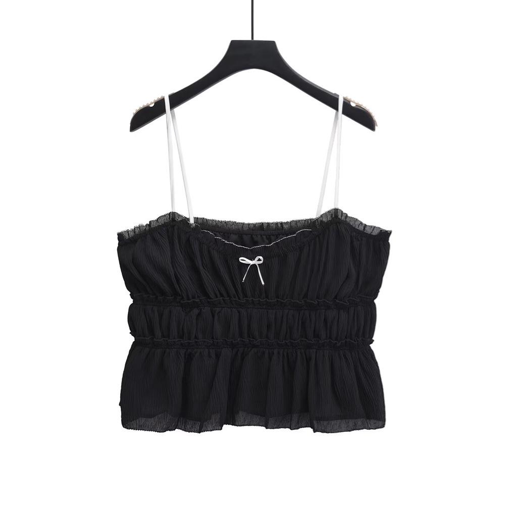 

2025 Spring/Summer Sweet Pleated Simple Camisole for Women Extra Small
