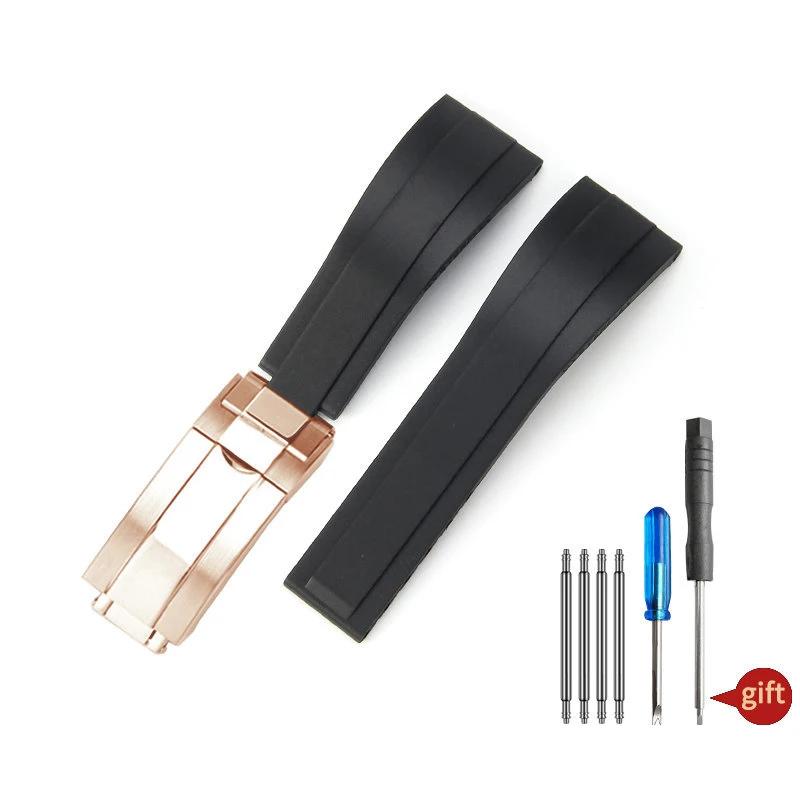 Nature Soft Silicone Rubber Men 20mm Watchband For Rolex Watch Strap Daytona Submariner GMT OYSTERFLEX Bracelet Folding Buckle