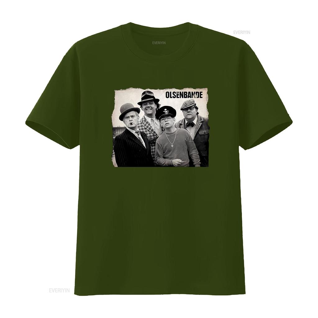 Classic Olsenbande Egon Benny Kjeld Børge Yvonne Black T Shirt 552 Retro Movie Gang Style Cotton Fashionable Print for Fans