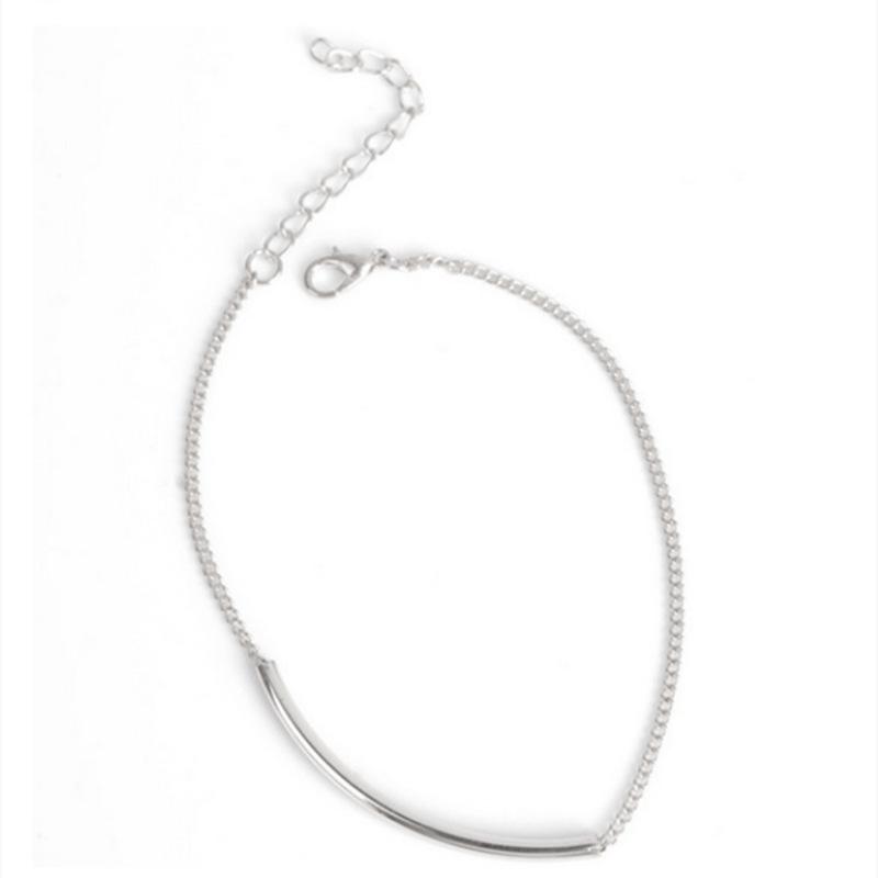 Simple and Versatile Fashionable Women's Beach Foot Decoration, Simple Anklet with Metal Smooth Surface Elbow