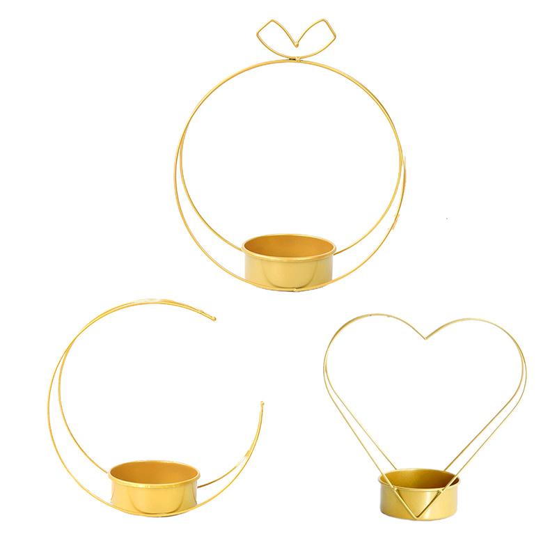 1pcs/set Creative Desktop Flower Basket Moon Shaped Vase Flower Arrangement Gold Color Iron Wedding Ornament Home Decoration