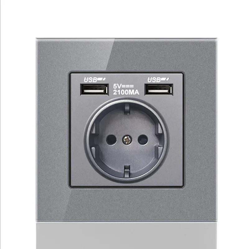 Toma de corriente USB dual de pared DepoGuye de 2,1 A, para dormitorio, 16 A, panel de PC, compatible con España, Rusia y la UE.