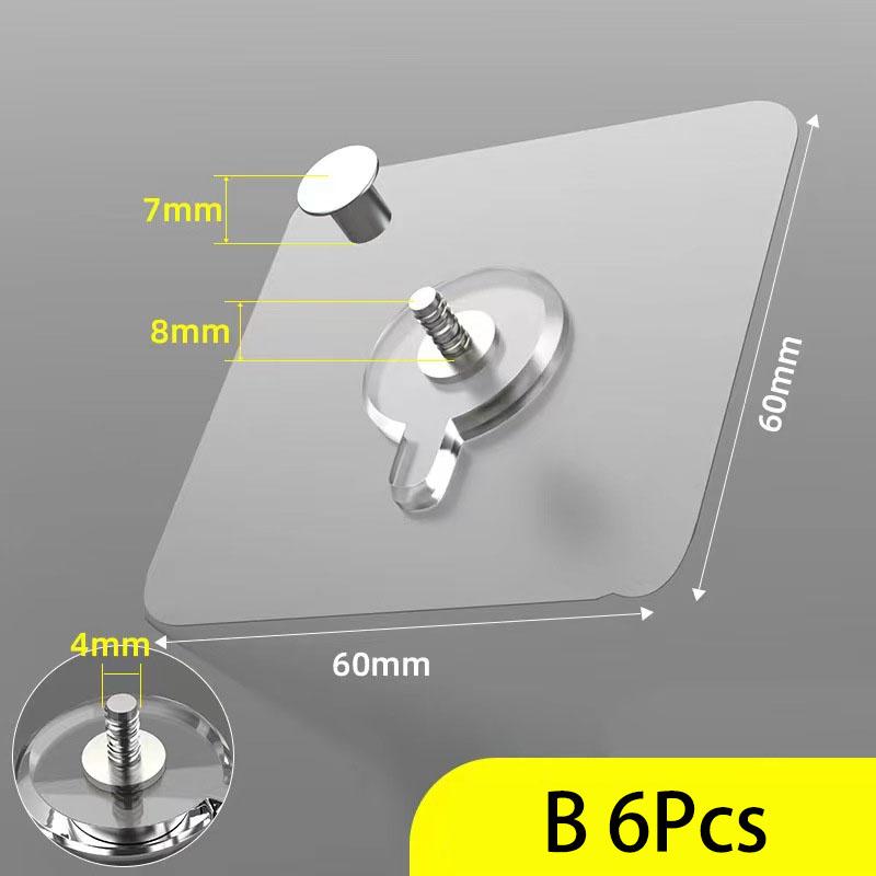 

6шт ПВХ міцні клейкі цвяхи гачки плакат безшовні настінний гачок водонепроникний міцний прозорий кухонний гвинт для ванної кімнати гачок вішалка
