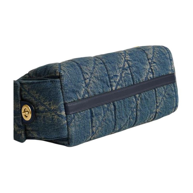 COACH PocketJuliet 30 Denim Quilted Detail Fabric Shoulder Bag Large Women's Dark Indigo