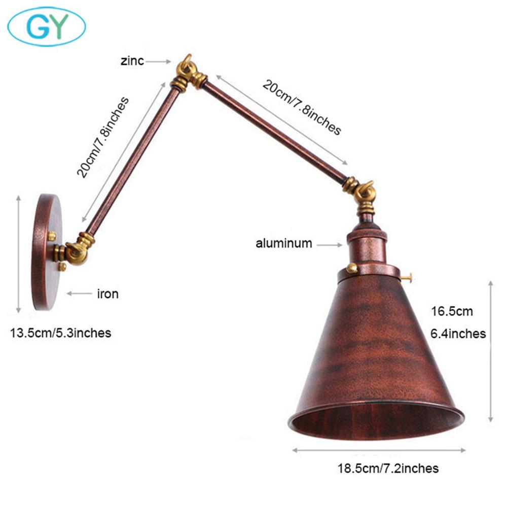 Adjustable Antique Industrial Long Swing Arm Black Wall Lamp Lights Brown Brass Retro Lighting For Bedroom Sconce Fixture