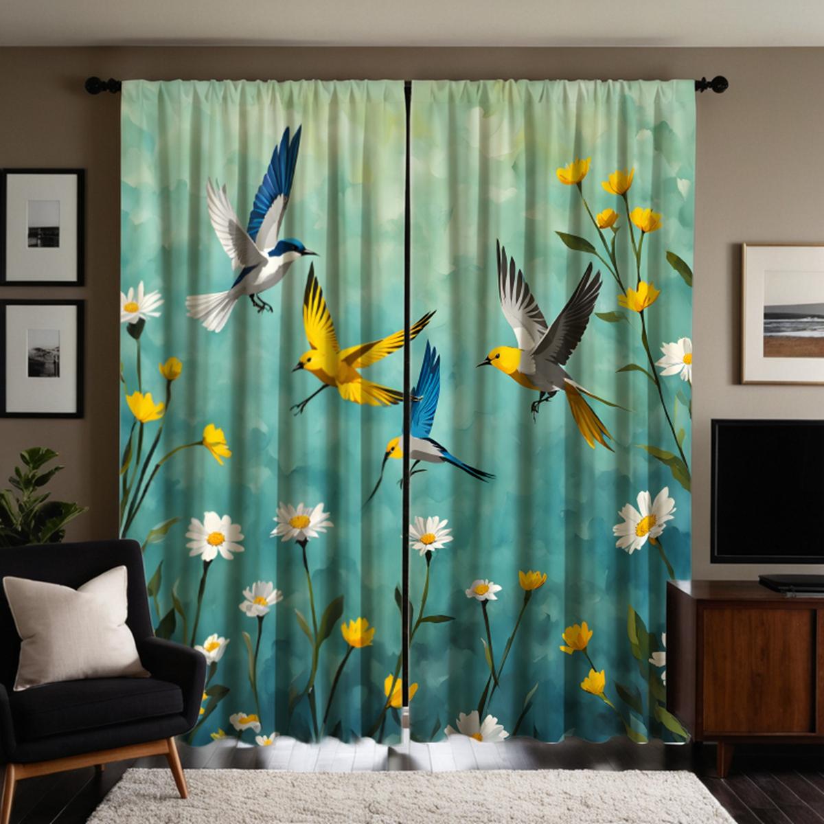 

2 шт. HD современные легкие роскошные геометрические декоративные занавески Цветовая система цифровая печатная занавеска Стиль украшения дома decoratio W52H63inchW132H160cm