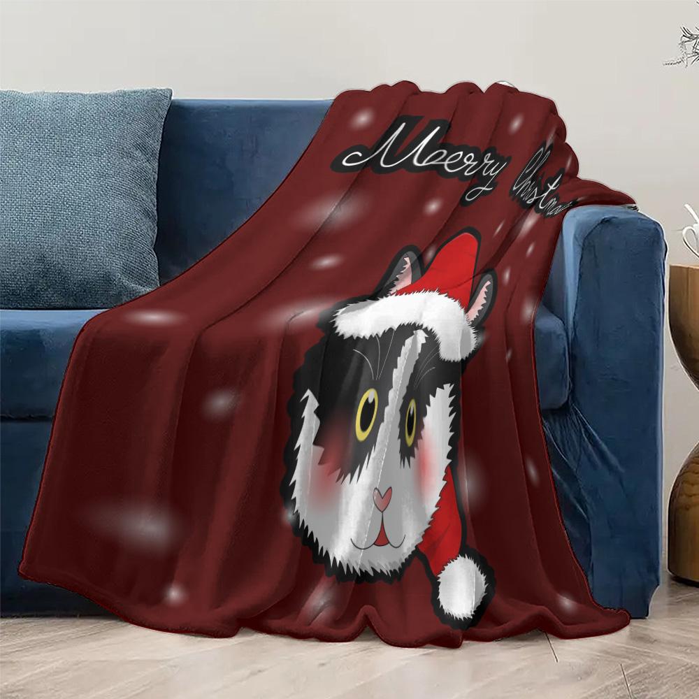 TU Cute Cat Christmas Throw Blanket Cozy Fluffy Sherpa Soft Warm Holiday Decor Gift Home Bedding Dorm Room