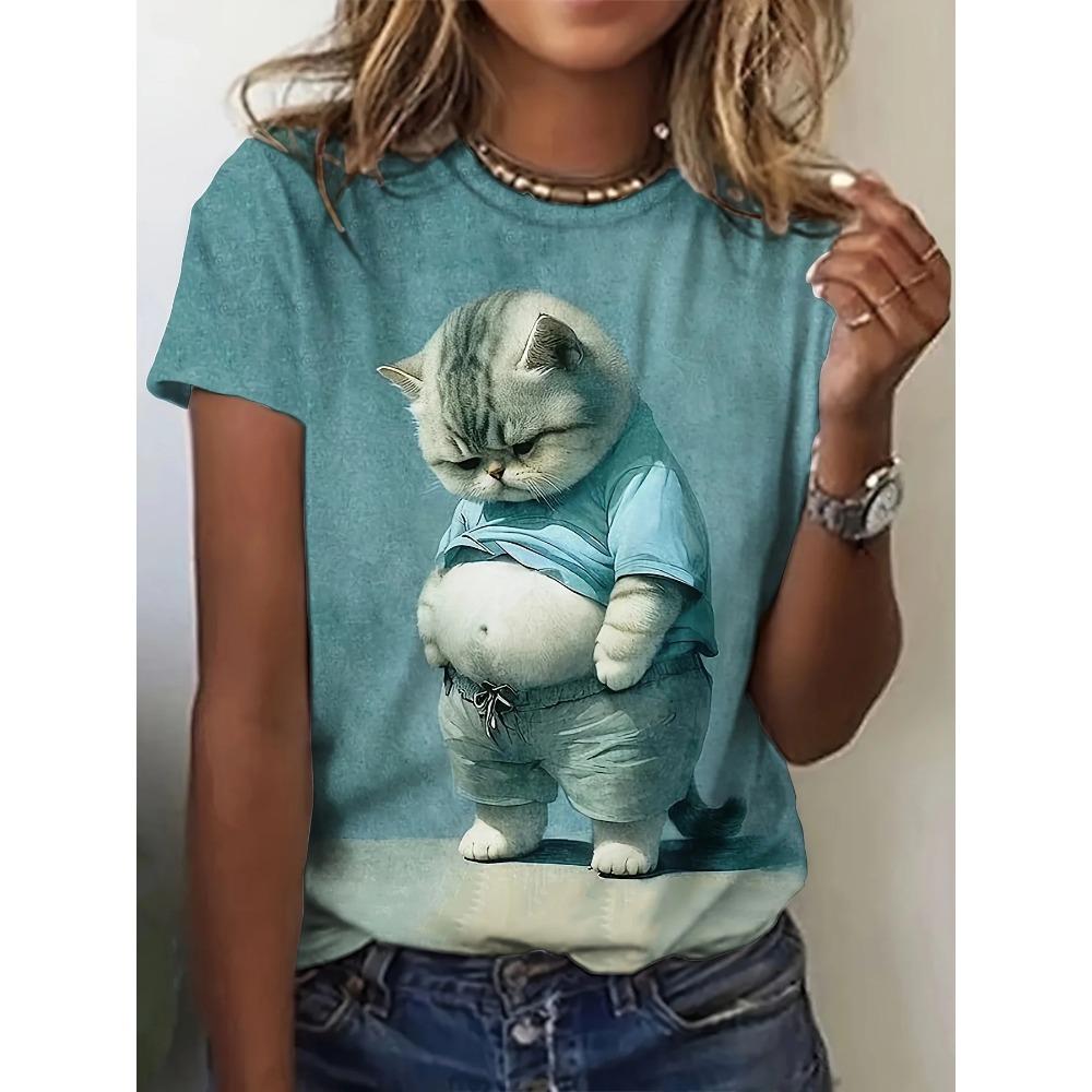 Cartoon Dog Funny Women Characters Cute 3D Print Casual Short Sleeve Top