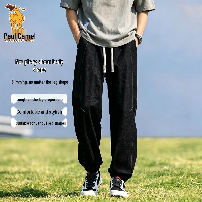 Мужские летние джинсовые брюки-джоггеры Paul Camel со шнурком L чёрный