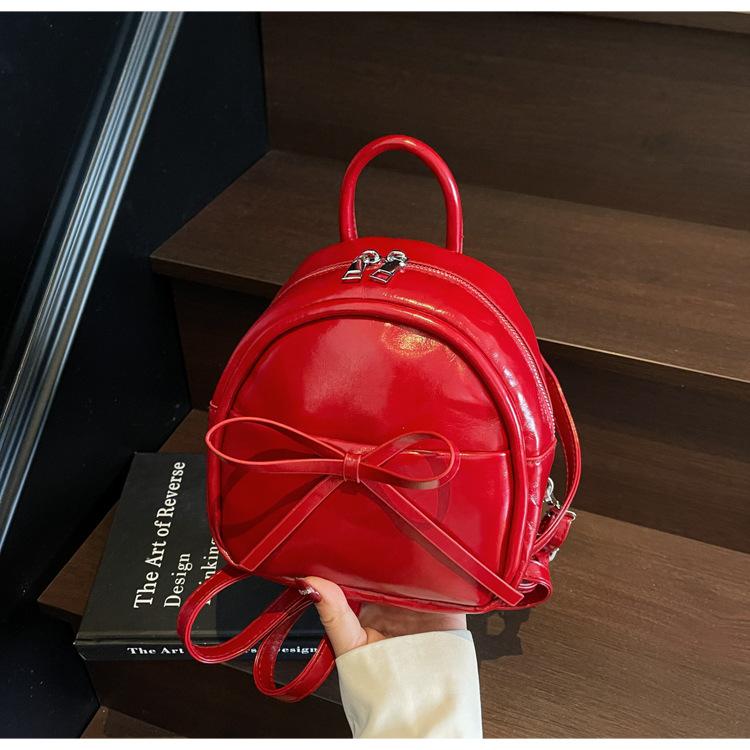 2025 Summer New Korean Version Bow Mini Backpack Niche Design Retro Premium Texture Handbag