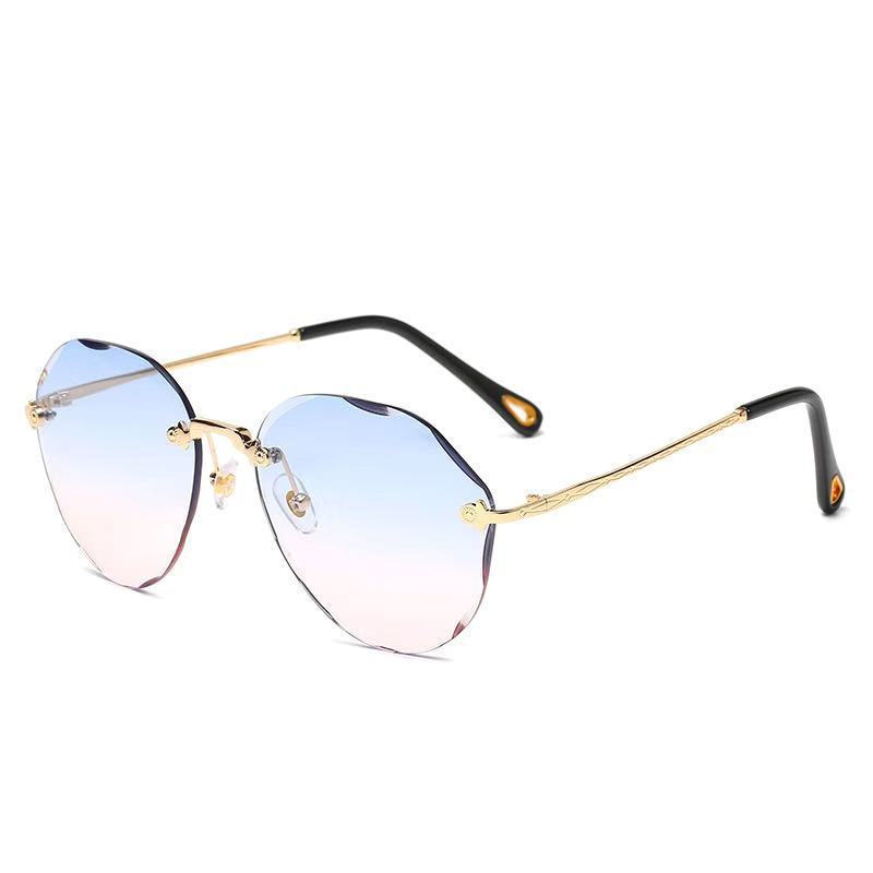 Frameless Trimmed Sunglasses, Trendy Temperament Sunglasses, Women'S Big Face And Thin Glasses, Uv Protection
