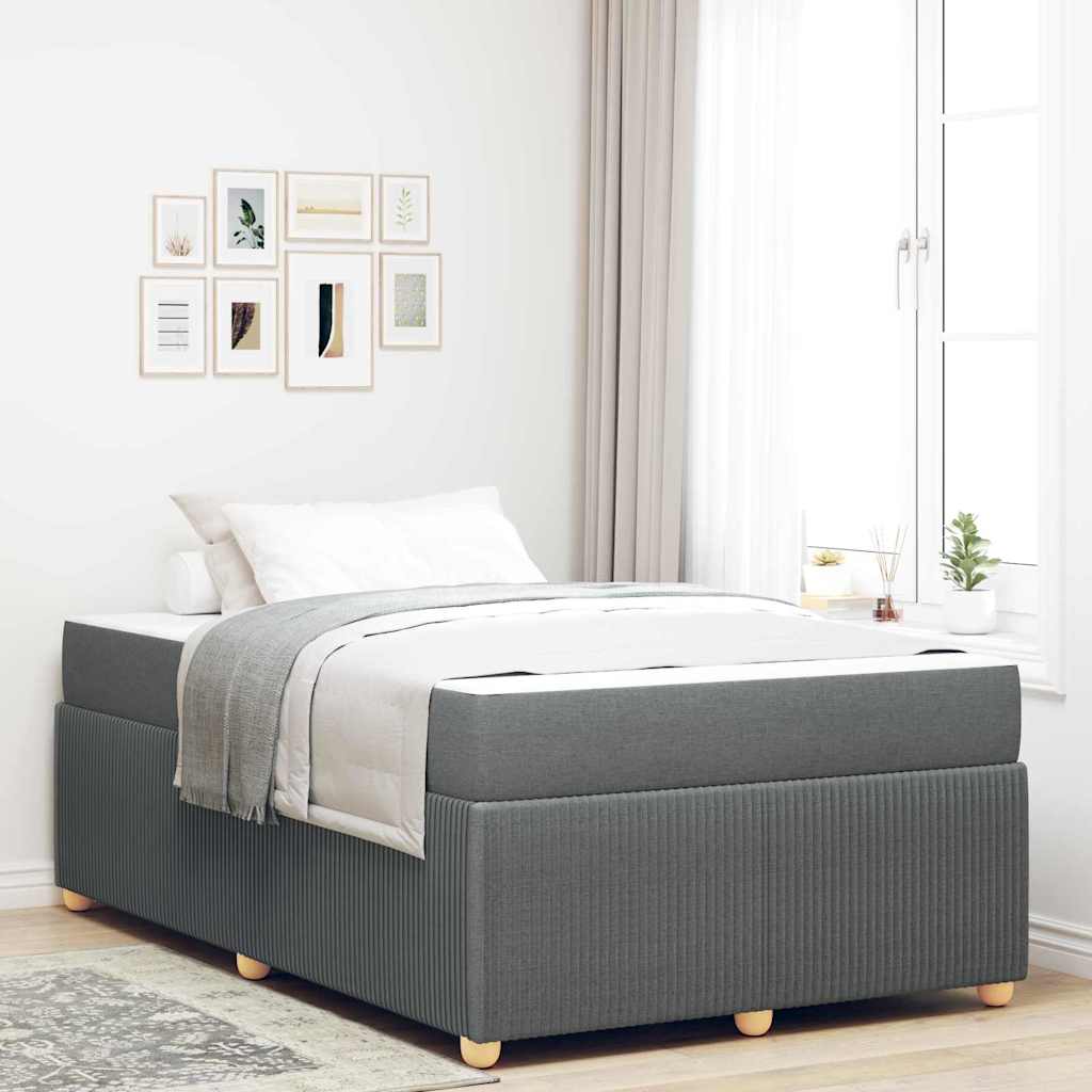 Bed Frame with Mattress Dark Grey 120 x 200 cm Fabric