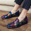 Stylish Men's Tassel Loafers Mens Floral Print Leather Slip-ons Casual Dress Shoes for Men Size 38-46