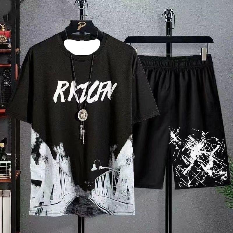 

Комплект из 2 предметов: мужская повседневная футболка с коротким рукавом и спортивные шорты с 3D-принтом, спортивный костюм для отдыха на пляже, фитнеса 6XL