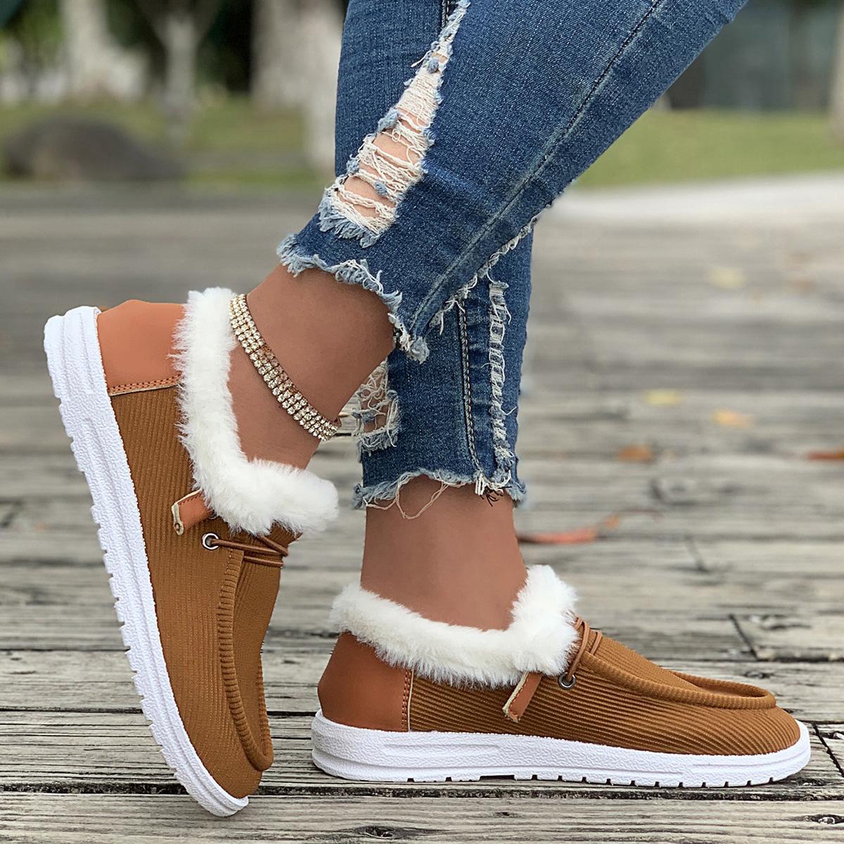 

Women Boots Winter Thick Bottom Snow Loafers Boots Female Plus Velvet Thickened Hairy Cotton Shoes Woman De Mujer 36