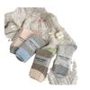 Korean Color-Blocking Thickened Point Yarn Wool Socks For Women Warm Boneless Pile Socks Versatile Mid-Tube Socks