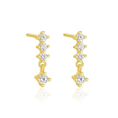 Modern Linear Drop Earrings - 925 Sterling Silver Gold Plated