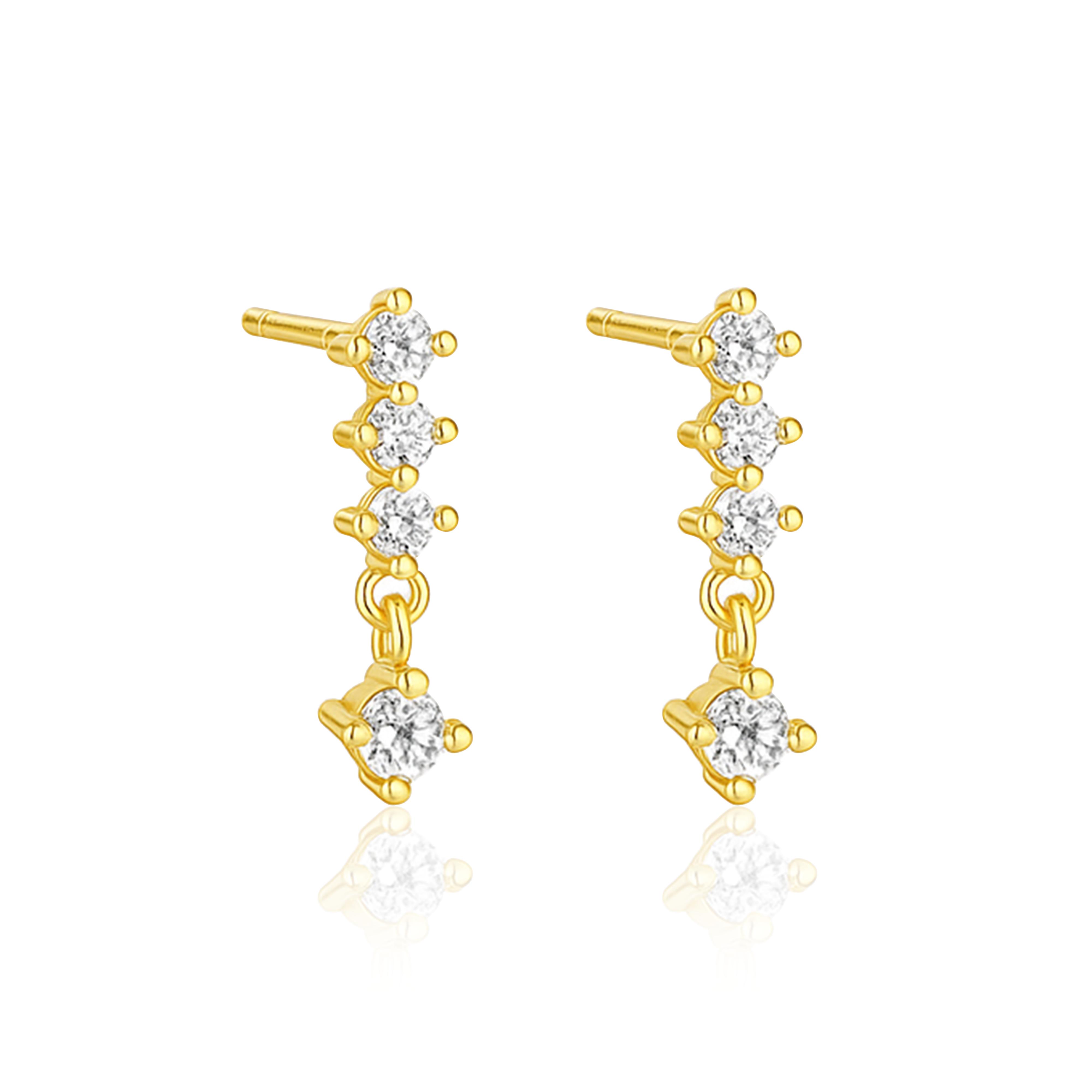 

Modern Linear Drop Earrings - Sterling Silver Gold Plated