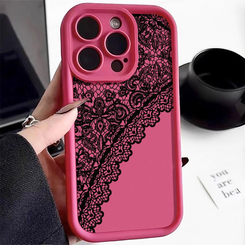 Sexy Lace Pattern in Black Phone Case For Samsung Galaxy S25 S24 S23 S22 Ultra Plus S21 FE A55 A54 A53 A52 A35 A25 A15 A14 5G