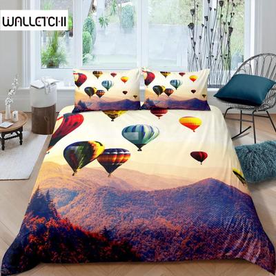 Hot Air Balloon Duvet Cover Set Romantic Balloon Bedding Set Extreme Sports Games Comforter Cover Romantic Trip Twin Quilt Cover