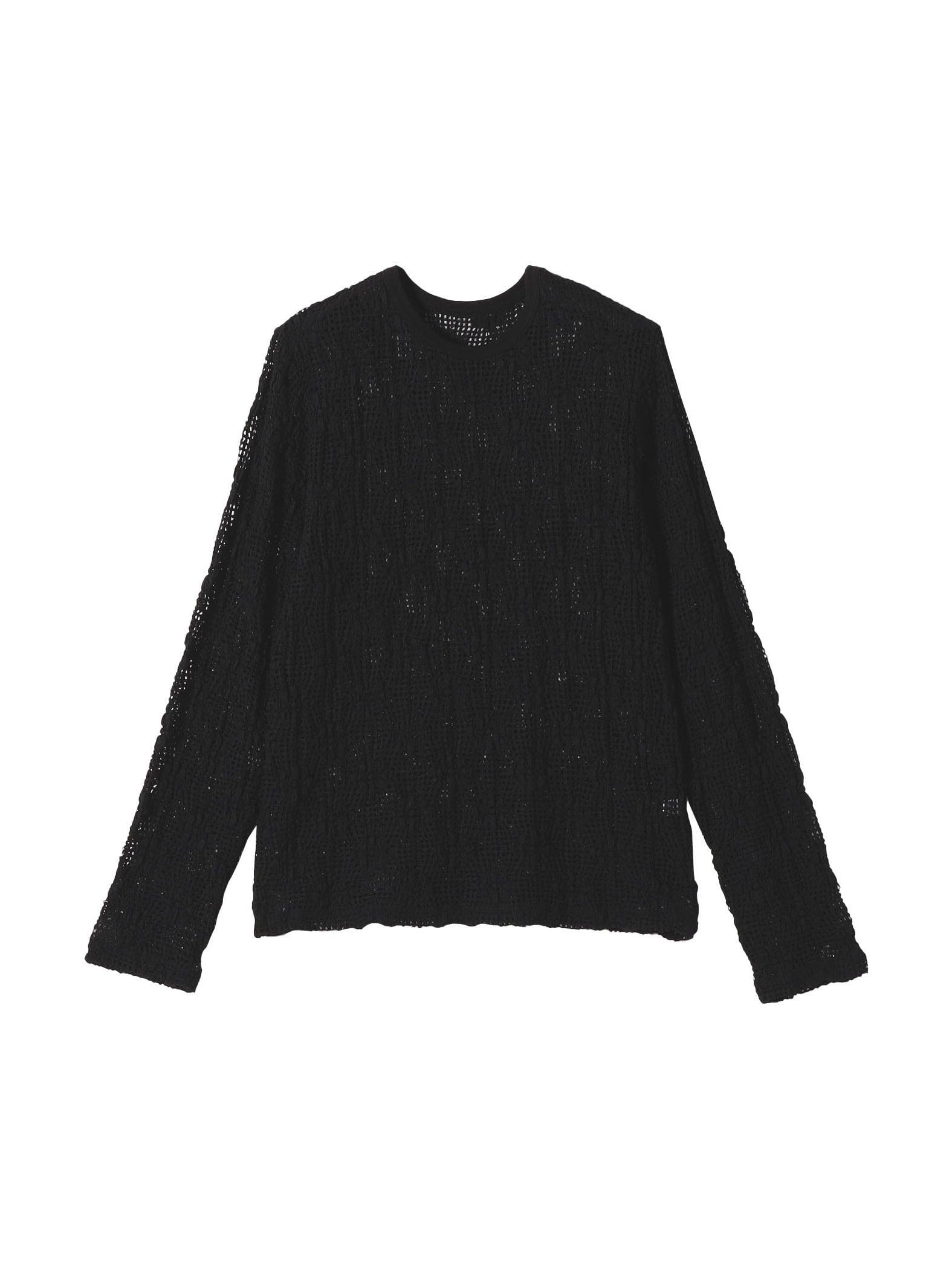 

Ships Any Hand Washable Floral Mesh Crew Neck Pullover 722040059 Black One Size