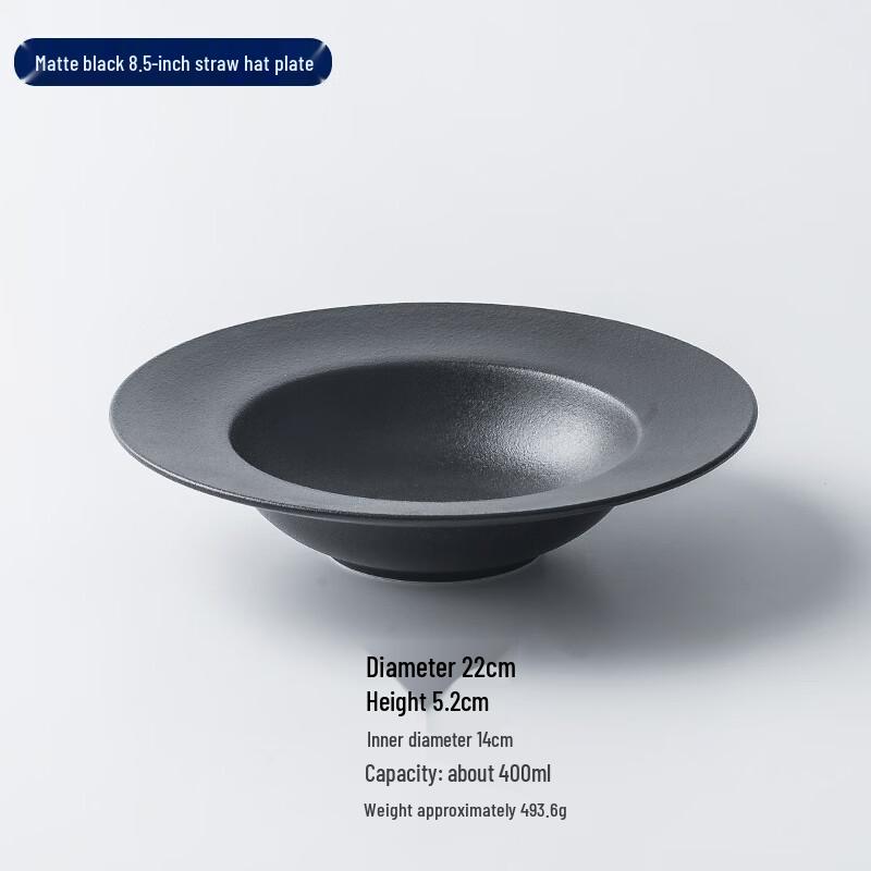 Ru Han Frosted Black Bone China Pasta Plate