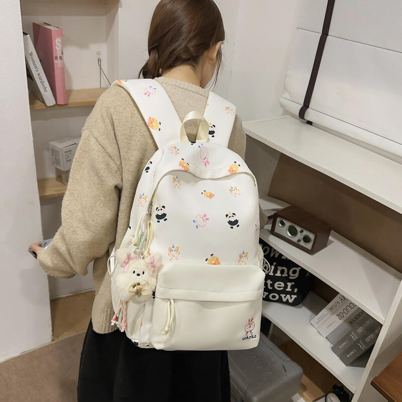 Cartoon Print Student Bag Large Capacity Travel Backpack Women's Backpack