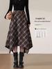Women's Retro Irregular Plaid Woolen A-line Long Skirt - Autumn/Winter 2025 Collection