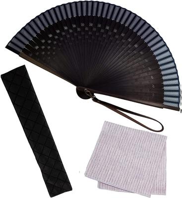 Stilvolles Business-Fächer-Set mit Fächeretui und Karomuster Marineblau Herren-Taschentuch, Muster,