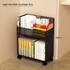 Mobile 3-Tier Metal Bookshelf with Wheels