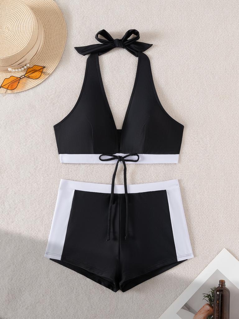 Damen High-Waist Zweiteiliger Bikini Badeanzug