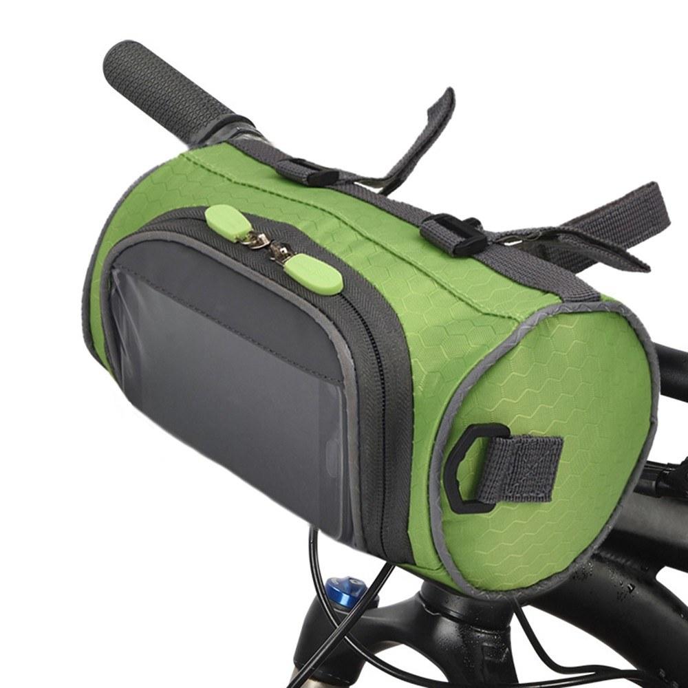 

Bike Handlebar Bag Bike Bucket Bag with Touch Screen Waterproof Bicycle Front Storage Bag Large Capacity Cycling Front Pack Green