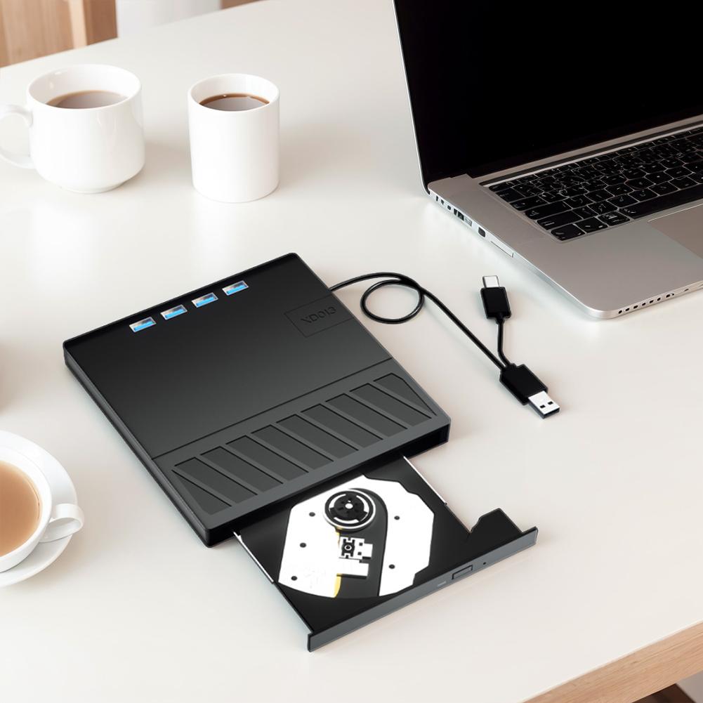 7-in-1 USB 3.0 Type C External CD DVD RW Optical Drive with SD/TF Port Multi-Function Drive External CD DVD Drive for Laptop PC