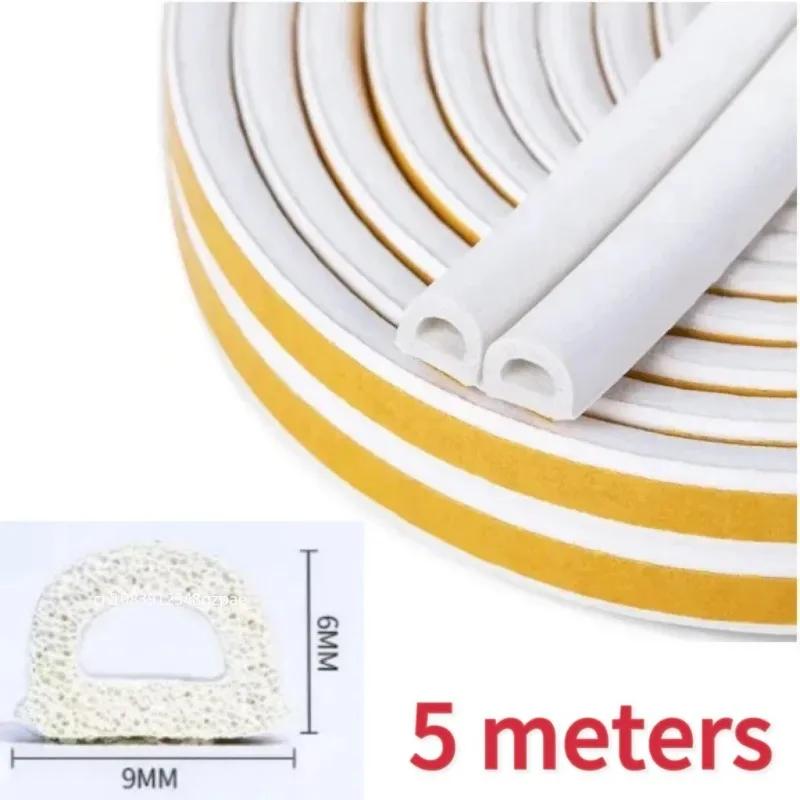 1 Roll 5M Door Window Seal Strip DIEP Self-adhesive Acoustic Foam Sealing Strip Tape Insulation Windproof Rubber Weatherstrip