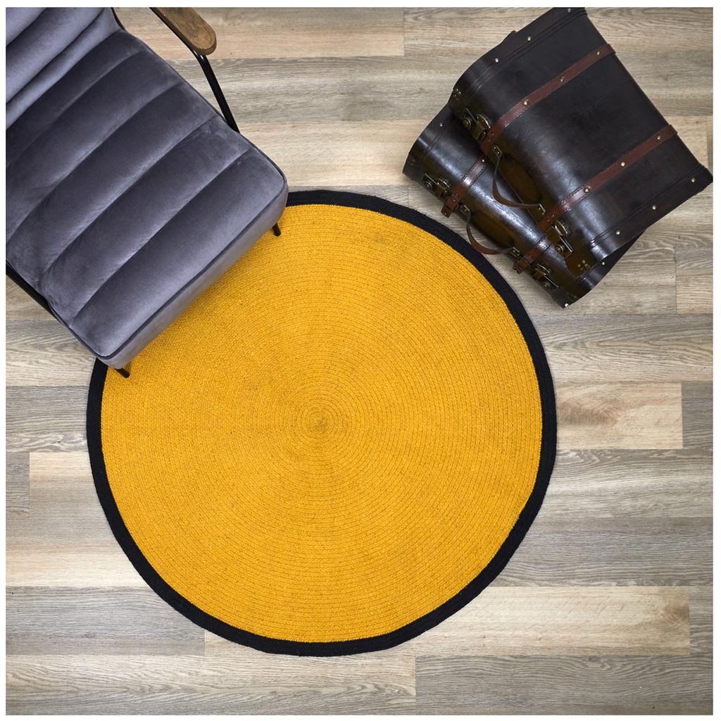 Les Trésors De Lily [A3512] – Senfgelber Baumwollteppich „Boho“ – 120 cm