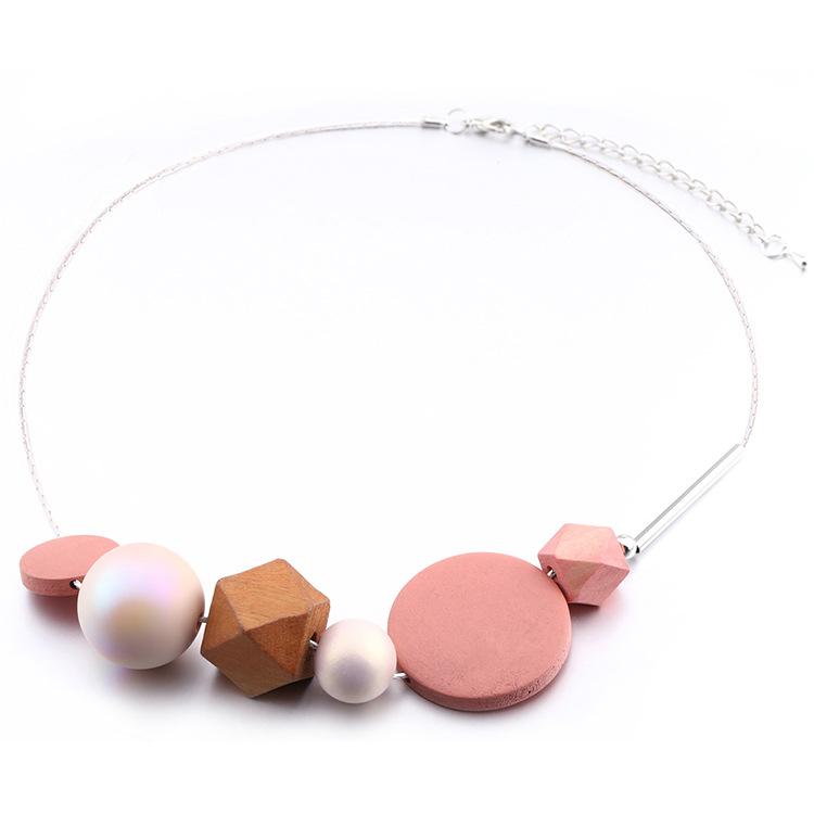 JMXD-Candy Wood Bead Pendant Necklace Women's Pearl Necklace Fashion Fashion Jewelry, Accessories