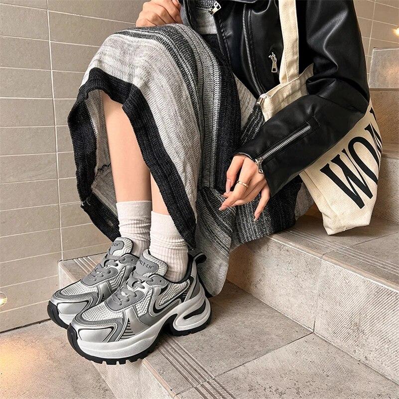 

Meotina/женские кроссовки с круглым носком на плоской подошве, на шнуровке, разноцветная платформа, лаконичная женская модная повседневная обувь, весна-осень, черные 40 35 чёрный