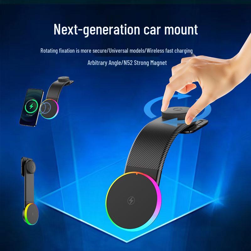 Bezprzewodowa ładowarka samochodowa MagSafe, szybkie ładowanie 15 W z magnetycznym uchwytem samochodowym i uchwytem do nawigacji.