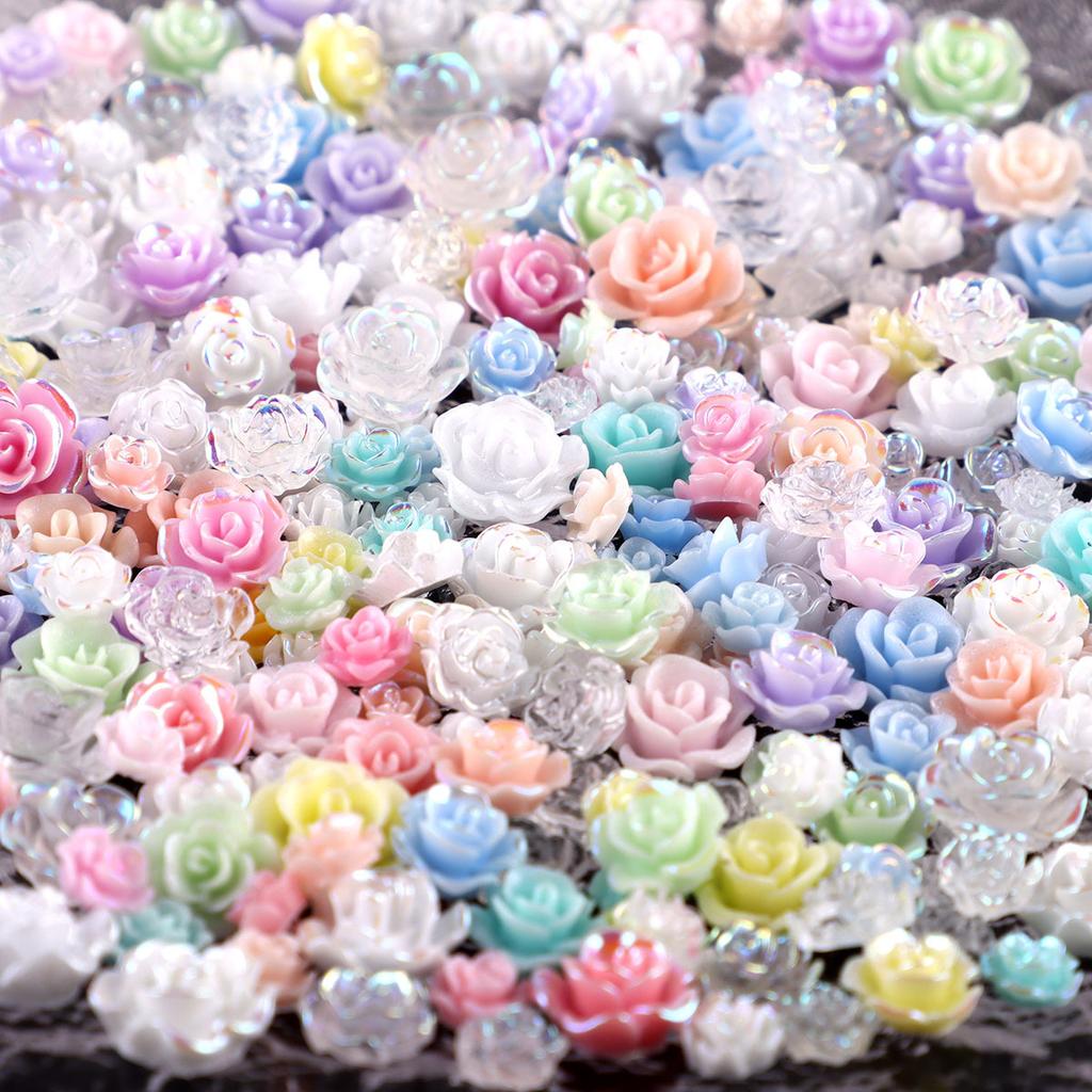 Nail Art Resin Camellia White Rose Ornament Nail Ice Transparent Three-Dimensional Light Changing Flower Accessories
