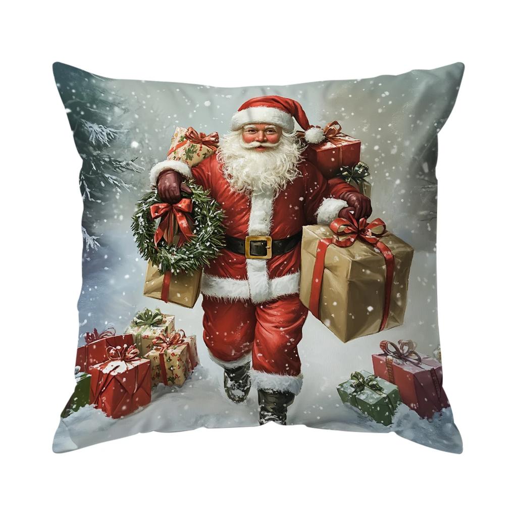 Retro Santa Claus  Gifts  Cushions Pillowcase Cushion Cover Throw Pillow Sofa Decoration Pillowcover Home Car Decor