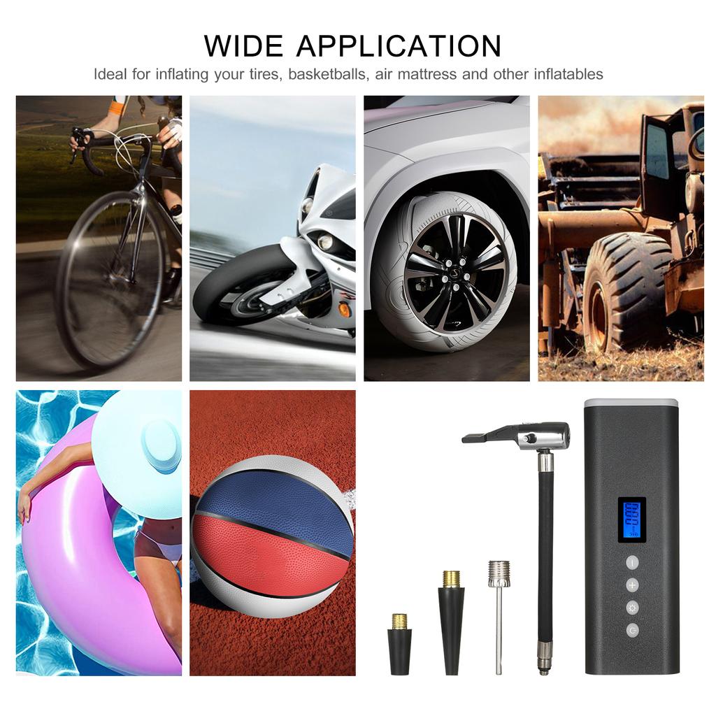 Gonfiatore per pneumatici portatile Compressore d'aria Pompa per pneumatici tenuta in mano 150PSI 2000mAh Display LCD con luce a LED