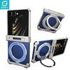 Capa de Metal de Alumínio Eary para Samsung Galaxy Z Flip 7 com Suporte de Anel Magnético Rotativo 360° Capas Ultrafinas Slim Cobertura à Prova de Choque